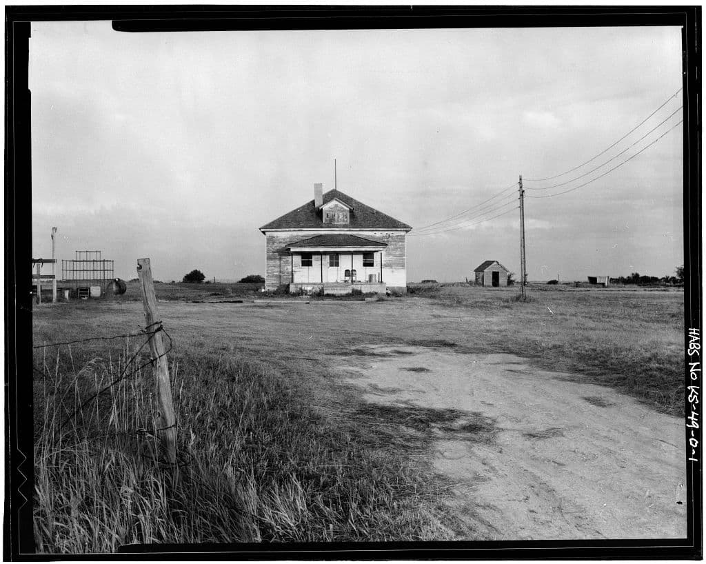 The District No. 1 school in 1983, standing on the lot it had been moved to.