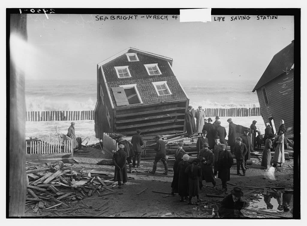 The Sea Bright station itself wrecked by a storm, January 1914.