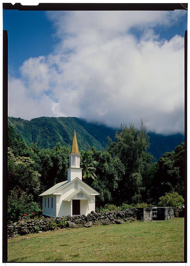 Siloama Church at Kalawao. Its congregation was founded in 1866 by the first people sent here.