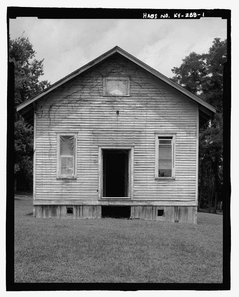 The facade of the 1922 schoolhouse, recorded in 2004.