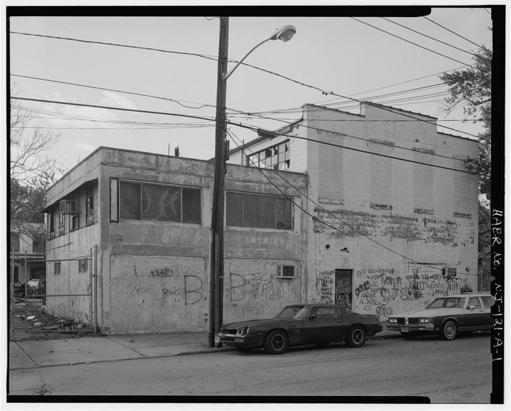 The Paint Application Building on Alden Street, Orange, recorded by federal survey long after the painters had gone.
