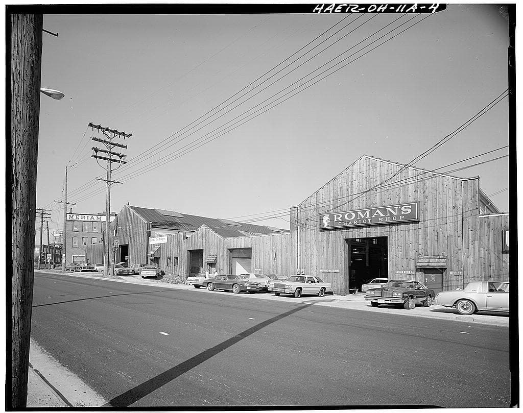 The Winton assembly buildings on Berea Road, Cleveland, recorded by survey in 1979.