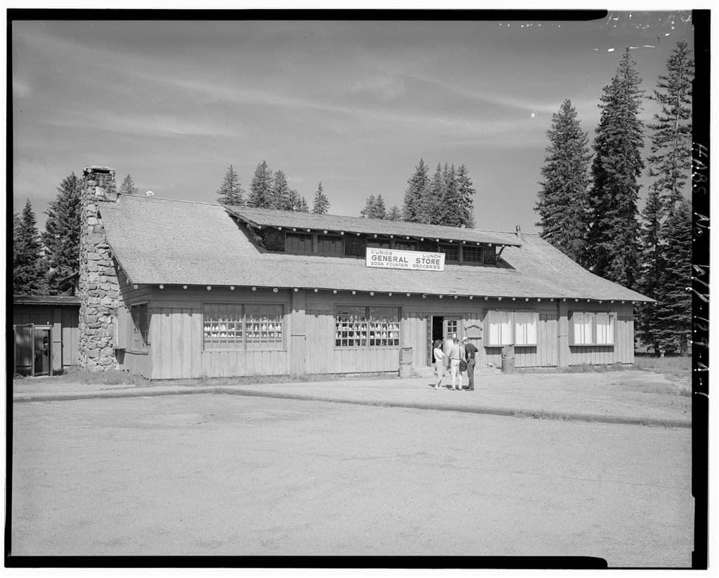 The log store at West Thumb, looking northwest. A survey photograph of July 1983.