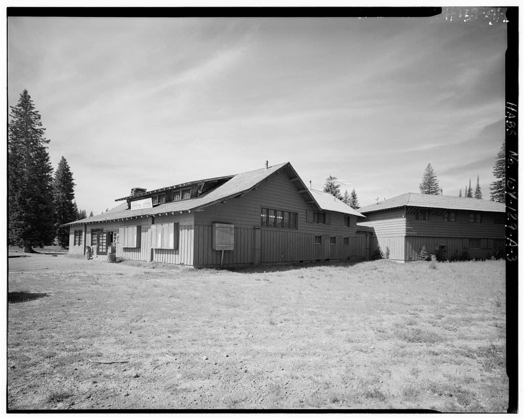 The entrance side, facing the West Thumb thermal area on Yellowstone Lake.