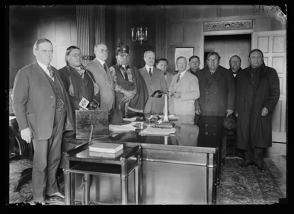 The Osage Council in Washington to confer on the leasing of oil lands on the reservation, 1921 to 1924.