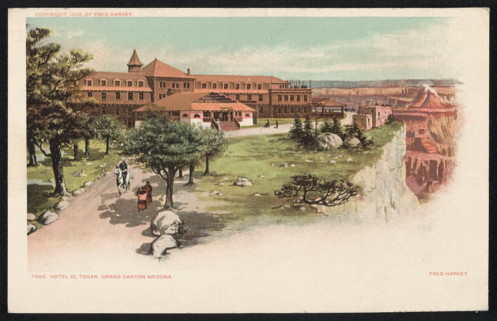 El Tovar on a postcard of 1905. The copyright on it was held by Fred Harvey himself.