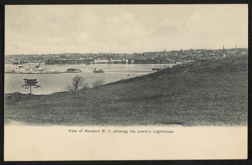 Newport harbour with Lime Rock in view, about 1900 to 1920.