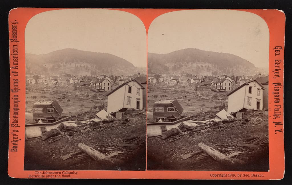Kernville after the flood. The Library's summary says hundreds of homes were ripped from their foundations.