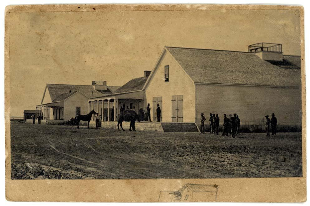 Described by the record as the only known surviving photograph of the United States Camel Corps.