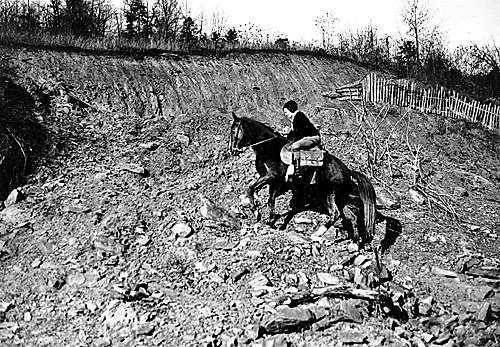 A carrier on a trail the WPA had not yet turned into a farm-to-market road, 1938.