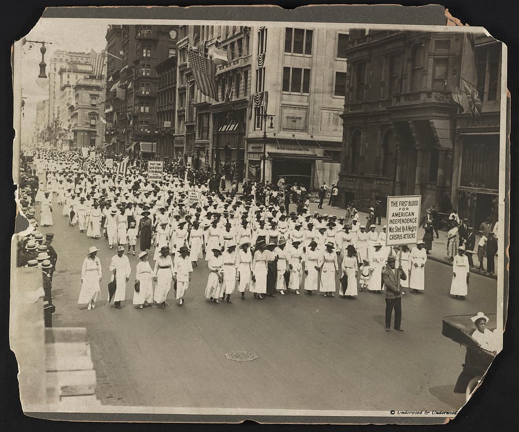 The Silent Protest Parade down Fifth Avenue in 1917. She sat on the committee that organised it.
