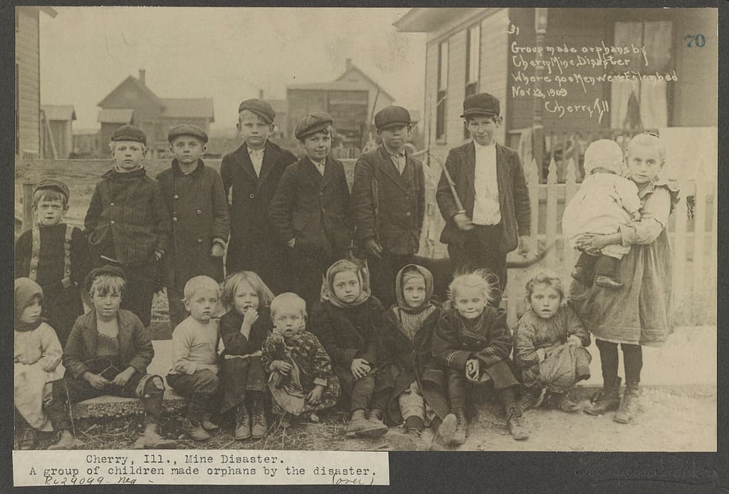 Children made orphans by the disaster, photographed at Cherry in 1909.