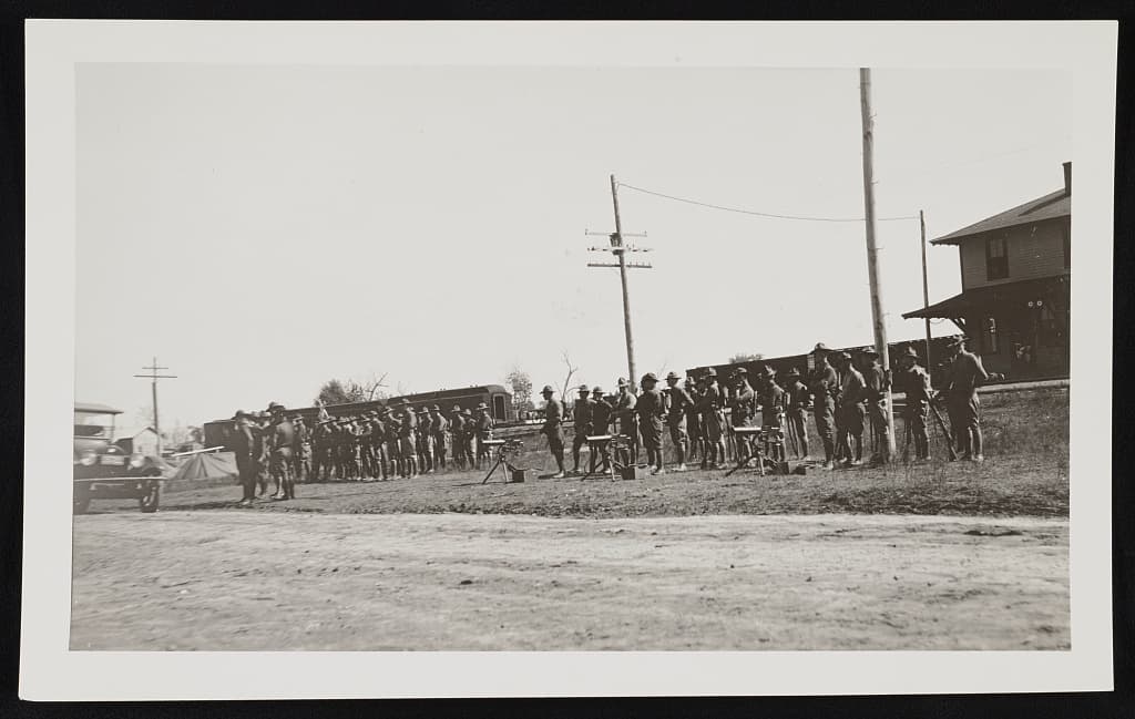 A machine gun company of the 57th Infantry at Elaine, Arkansas, 1919.