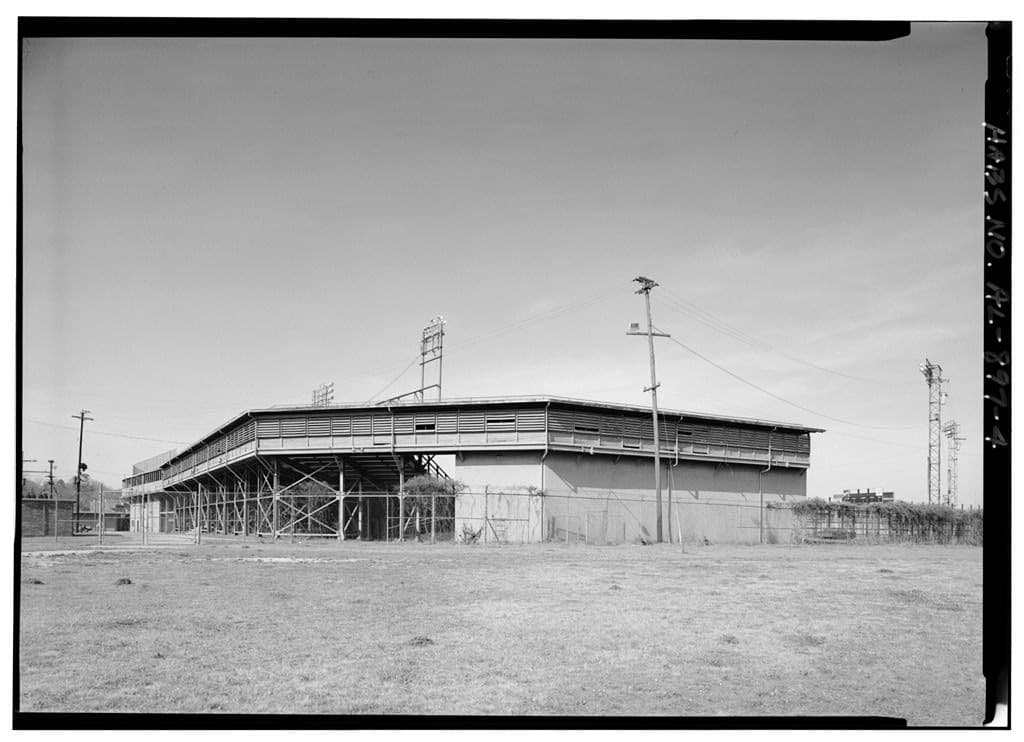 The grandstand from the north corner, photographed by Jet Lowe for the survey.