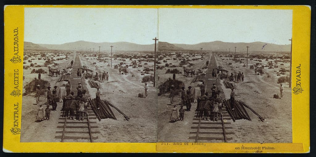 End of track on the Humboldt Plains in Nevada, the summary says including Chinese railroad workers.