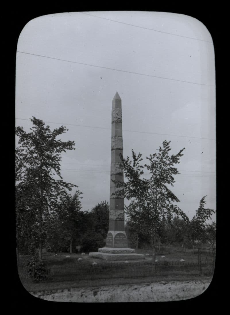 The same monument on a lantern slide made in the 1920s.