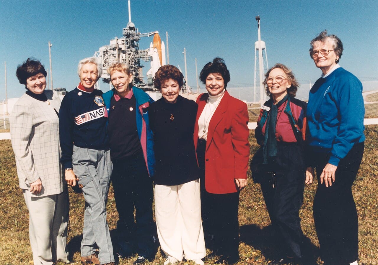 Seven of them at the Kennedy Space Center in 1995, for Eileen Collins's launch.
