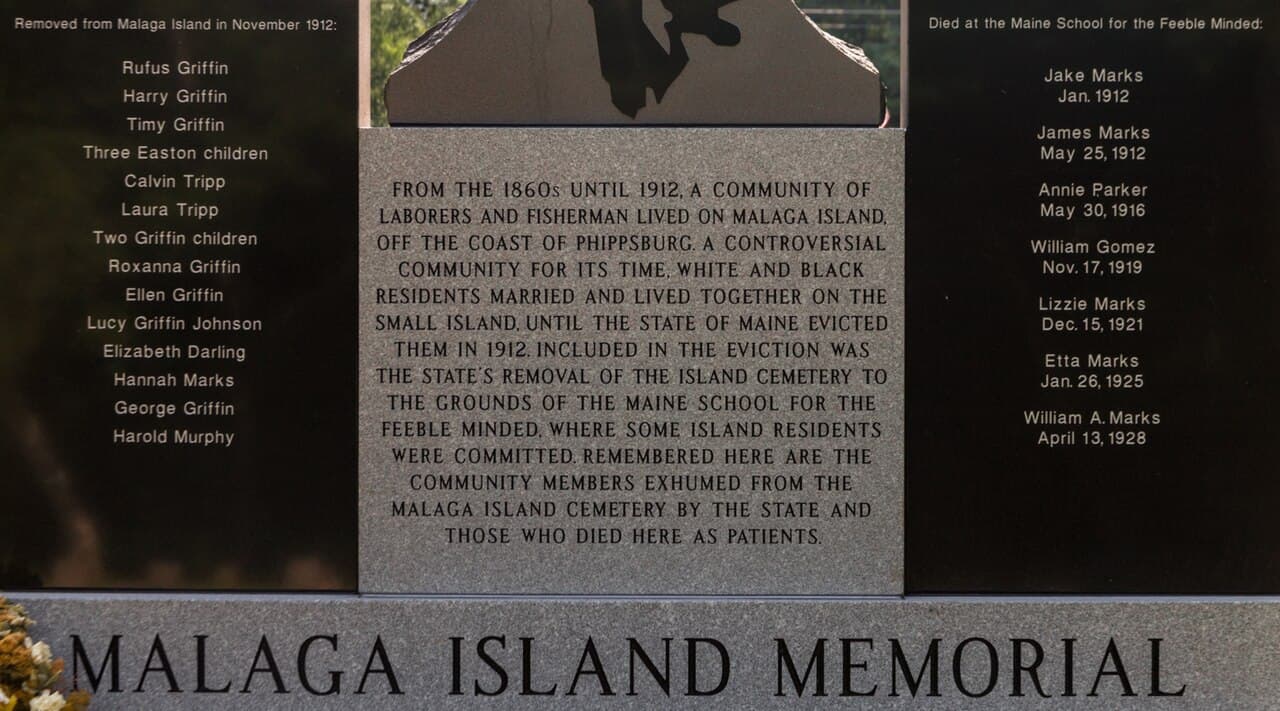 The memorial. It carries the names of those removed from the island in November 1912.