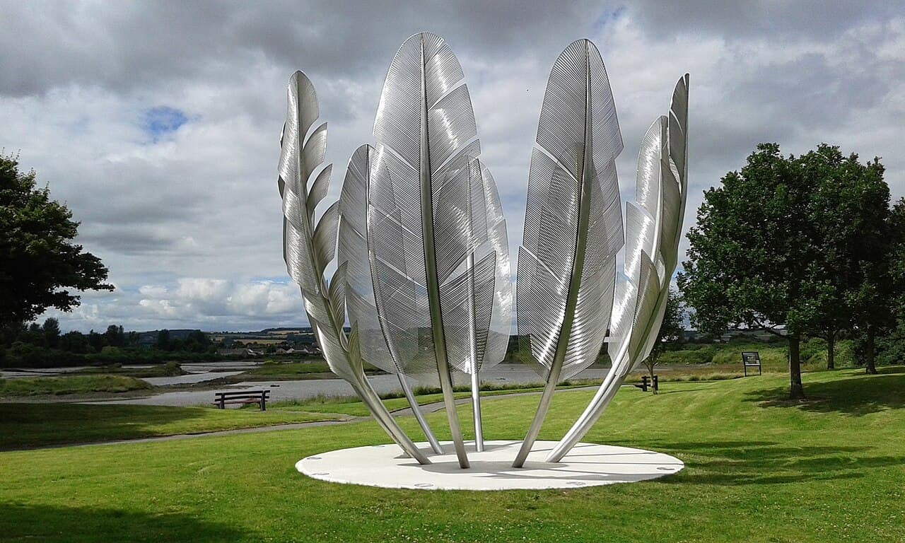 The sculpture at Bailick Park, raised for a collection taken up in Indian Territory in 1847.