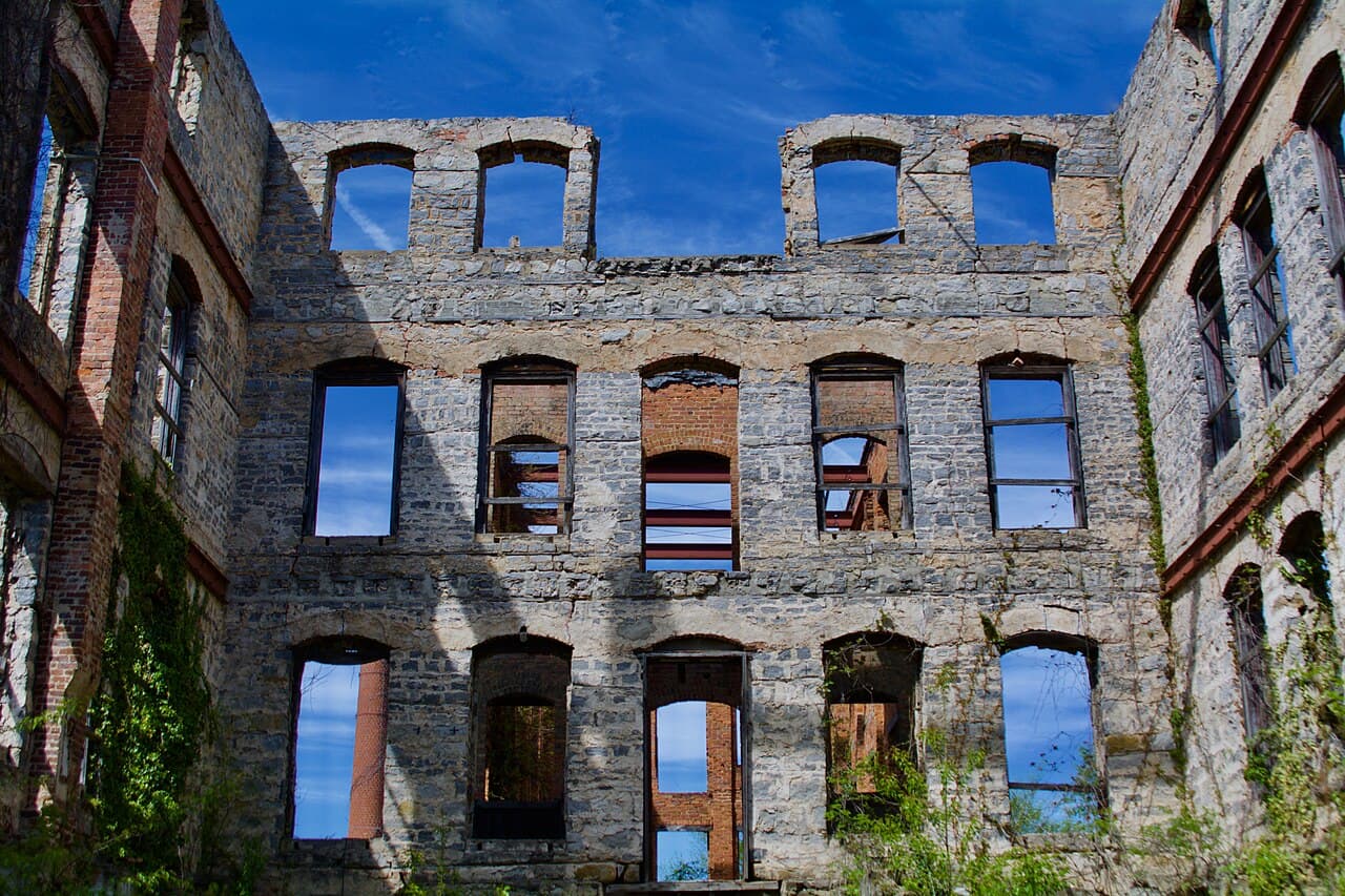 What is left of St. Agnes Hospital on the Saint Augustine's campus in Raleigh, photographed in 2017.
